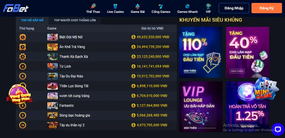 Giao diện game Nổ Hũ 138bet win